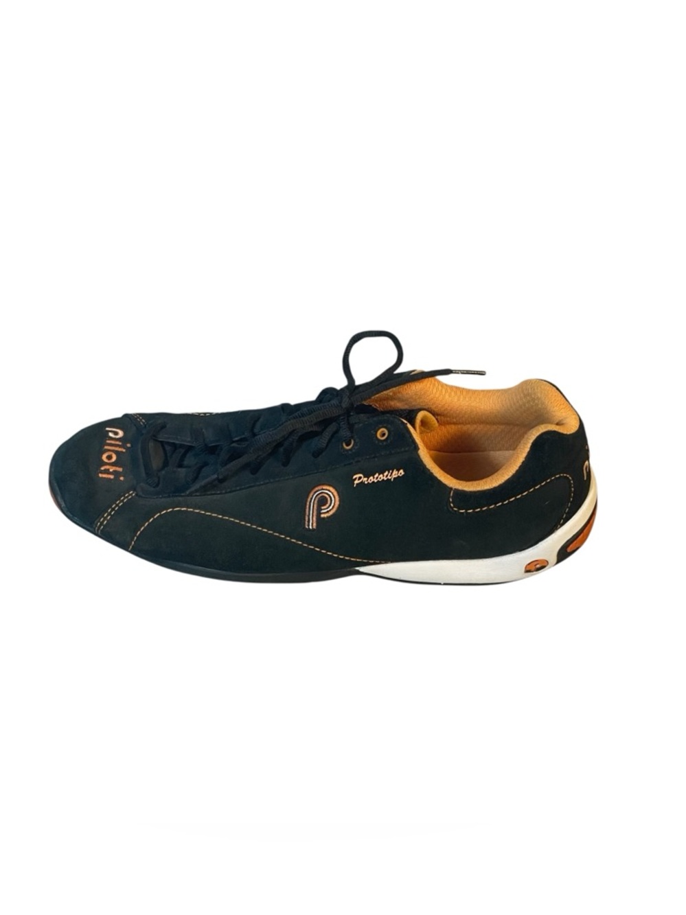 Pilotii Prototipo Mens Black Suede Orange Driving Shoes Sneakers Sz 11.5 - Picture 4 of 9